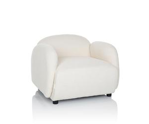 hjh LIVING Sillón tapizado con reposabrazos VERDUNA Tejido Teddy, Confortable sillón tapizado, reclinable, para salón Dormitorio, Blanco