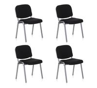 hjh OFFICE 4X Silla de confidente Silla de visitante XT 600 Tela Lote de 4 tapizadas Respaldo ergonómica Apilable Negro/Plateado