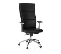 hjh OFFICE 600400 Silla ejecutiva Monza 20 Cuero Negro Sillón Oficina con Brazos Respaldo Alto Silla giratoria