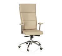 hjh OFFICE 600420 Silla ejecutiva Monza 20 Cuero Beige Sillón Oficina con Brazos Respaldo Alto Silla giratoria