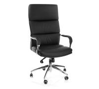 hjh OFFICE 600700 Sillón de Oficina Brunello 20 Piel sintética Negro, Silla giratoria, Respaldo Alto y Asiento Acolchado