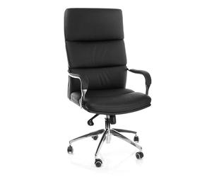 hjh OFFICE 600700 Sillón de Oficina Brunello 20 Piel sintética Negro, Silla giratoria, Respaldo Alto y Asiento Acolchado