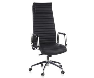 hjh OFFICE 600900 Silla de Oficina giratoria ASPERA 20 Cuero Negro, Sillón Alta Gama, Silla de Respaldo Alto