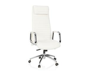 hjh OFFICE 600902 Silla de Oficina giratoria ASPERA 20 Cuero Crema, Sillón Alta Gama, Silla de Respaldo Alto