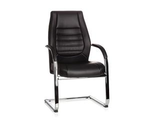 hjh OFFICE 600986 Silla de confidente VITORO V Piel sintética Negro, Silla Cantiléver Brazos, Respaldo ergonómico