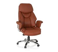 hjh OFFICE 608230 XXL Silla ejecutiva Prado Piel sintética marrón, Confortable Sillón de Oficina Buen Acolchado