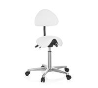 hjh OFFICE 608900 Taburete de Trabajo Top Work 20 Blanco, Taburete de Silla de Montar, Respaldo con Ajuste de Altura