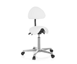 hjh OFFICE 608900 Taburete de Trabajo Top Work 20 Blanco, Taburete de Silla de Montar, Respaldo con Ajuste de Altura