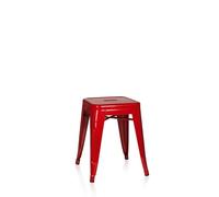hjh OFFICE 645001 Taburete VANTAGGIO Metal Rojo, Taburete de bistró apilable, Acero Estable, Industrial Style