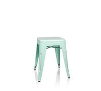 hjh OFFICE 645007 Taburete de Metal VANTAGGIO Verde Pastel Mate Taburete bajo apilable de diseño Industrial