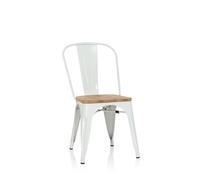 hjh OFFICE 645046 Silla Visitante VANTAGGIO Comfort W Metal/Madera Blanco, bistró apilable, Estilo Industrial