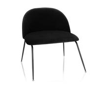 hjh OFFICE 645053 Silla tapizada VELVO Terciopelo Negro, Silla de confidente, Sillón de salón, cómodo, Patas de Metal