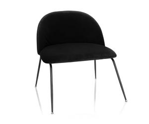 hjh OFFICE 645053 Silla tapizada VELVO Terciopelo Negro, Silla de confidente, Sillón de salón, cómodo, Patas de Metal