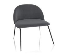 hjh OFFICE 645054 Silla tapizada VELVO Terciopelo Gris, Silla de confidente, Sillón de salón, cómodo, Patas de Metal