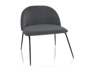 hjh OFFICE 645054 Silla tapizada VELVO Terciopelo Gris, Silla de confidente, Sillón de salón, cómodo, Patas de Metal