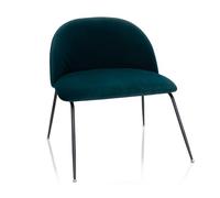 hjh OFFICE 645055 Silla tapizada VELVO Terciopelo Azul Petróleo, Silla de confidente, Sillón de salón, cómodo, Patas de Metal