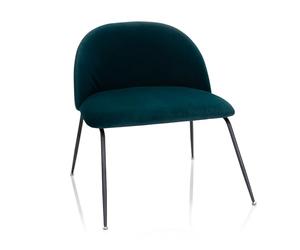 hjh OFFICE 645055 Silla tapizada VELVO Terciopelo Azul Petróleo, Silla de confidente, Sillón de salón, cómodo, Patas de Metal