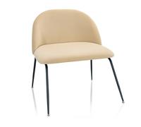 hjh OFFICE 645056 Silla tapizada VELVO Terciopelo Beige, Silla de confidente, Sillón de salón, cómodo, Patas de Metal