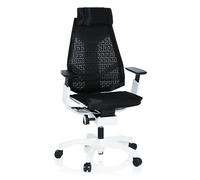 hjh OFFICE 652600 Silla de Oficina GENIDIA Pro White Tejido de Malla Negro, Silla ejecutiva ergonómica, reposabrazos y reposacabezas Ajustables