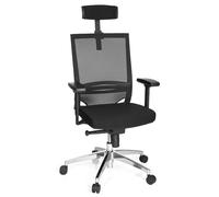 hjh OFFICE 657260 Silla de Oficina Porto MAX High Tela Negro, Silla giatoria, Apoya Cabeza Ajustable en Altura, Respaldo Alto de Tejido en Malla Transpirable
