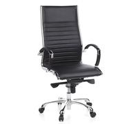 hjh OFFICE 660500 Silla de Oficina Parma 20 Cuero Negro, Sillón de Oficina Moderno de Piel Genuina, Respaldo Alto, ergonómica