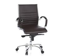 hjh OFFICE 660522 Silla de Oficina Parma 10 Cuero Marrón, Sillón de Oficina Moderno de Piel Genuina, Respaldo Semi Alto, ergonómica