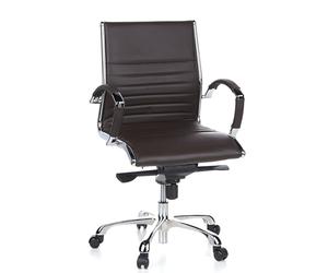 hjh OFFICE 660522 Silla de Oficina Parma 10 Cuero Marrón, Sillón de Oficina Moderno de Piel Genuina, Respaldo Semi Alto, ergonómica