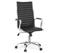 hjh OFFICE 660940 Silla de Oficina VEMONA 20 Piel sintética Negro, Sillón de Oficina, Respaldo Alto, Apoyabrazos curvados Elegantes