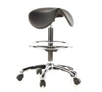 hjh OFFICE 665070 Taburete de Trabajo y Giratorio Top Work 13 Espuma Duro Negro Cromado, Asiento ergonómico en Forma de una Silla de Montar