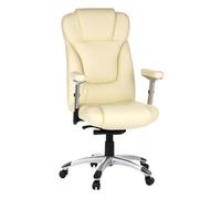 hjh OFFICE 668720 Sillón de Oficina Embassy 200 Piel sintética Blanco Crema, Silla giratoria, Asiento Grande, Acolchado Suave, Reposabrazos Ajustables