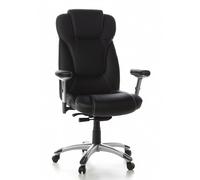 hjh OFFICE 668740 Sillón de Oficina Embassy 200 Cuero Negro, Silla giratoria, Asiento Grande, Acolchado Suave, Reposabrazos Ajustables