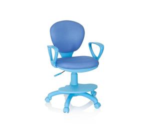 hjh OFFICE 670978 Silla de Escritorio para niños Kid Colour Tela Azul, Silla giratoria con apoyabrazos y reposapies