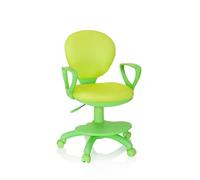 hjh OFFICE 670979 Silla de Escritorio para niños Kid Colour Tela Verde, Silla giratoria con apoyabrazos y reposapies