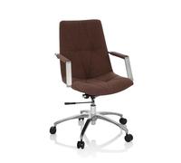 hjh OFFICE 670983 Silla de Oficina SARANTO II Tela Marrón Medio, reposabrazos de diseño, Silla giratoria, Retro