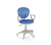hjh OFFICE 671010 Silla de Escritorio para niños Kid Colour G1 Tela Azul/Gris, Silla giratoria con apoyabrazos y reposapies