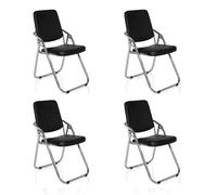 hjh OFFICE 706301 Silla de confidente Esto V PU (Lote de 4/4 sillas) Piel sintética Negro, Silla Plegable, Buen acholchado, Muy cómoda