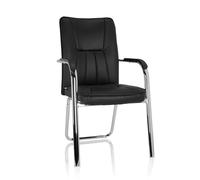 hjh OFFICE 706400 Silla visitante Banda V Piel sintética Negro, Silla de confidente con Apoyabrazos, cómodo