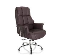 hjh OFFICE 706815 Silla de Escritorio Commander Piel sintética Marrón, Sillón de Oficina con Respaldo Alto, Acolchado Grueso