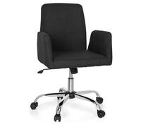 hjh OFFICE 723032 Silla de Oficina de Moderno Flow Negro, Sillón Giratorio con Respaldo y reposabrazos de Tejido, Regulable en Altura