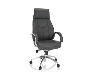 hjh OFFICE 729415 Sillón de Oficina Elegance I Piel sintética Gris, Silla Giratoria, hasta 150 kg, Respaldo Alto