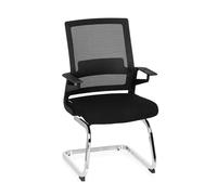 hjh OFFICE 732060 Silla Cantiléver Inventor V Tela Negro, Silla confidente Brazos, Respaldo en Malla Transpirable