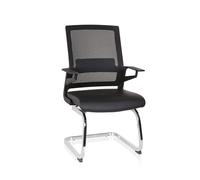 hjh OFFICE 732105 Silla Cantiléver Inventor V Pro Piel sintética Negro, Silla confidente Brazos, Respaldo en Malla Transpirable