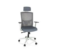 hjh OFFICE 732108 Silla de Oficina CAPTIVO Base W Tela Gris, Silla Giratorio con Soporte Lumbar, Respaldo en Malla Transpirable, Marco en Blanco