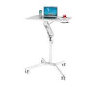 hjh OFFICE 802114 Escritorio de Pie Móvil para Ordenador Portátil VM-SU Blanco, Mesa de pie, Mesa Auxiliar, Soporte Laptop con Ruedas, Altura Regulable