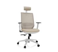 hjh OFFICE 820027 Silla de Oficina Ergonómica Profondo Pro W Silla de Escritorio de Malla con Soporte Lumbar Ajustable, Silla Giatoria, Beige