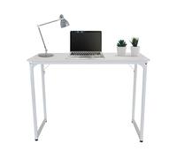 hjh OFFICE 821000 Escritorio Blanco WORKSPACE I 100x50 cm, Escritorio de Ordenador Moderno, Mesa de Madera y Metal, Mesa de Trabajo, Robusto