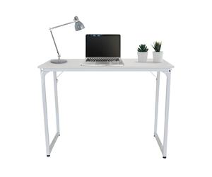 hjh OFFICE 821000 Escritorio Blanco WORKSPACE I 100x50 cm, Escritorio de Ordenador Moderno, Mesa de Madera y Metal, Mesa de Trabajo, Robusto