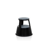 hjh OFFICE 830006 Taburete con Ruedas TIO-M II Metal Negro, Altura 43 cm, soporta hasta 150 kg, Taburete rodante con 2 peldaños