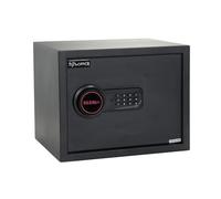 hjh OFFICE 830037 Caja fuerte de seguridad electrónica SAFE COMPACT 27 L, Acero, con teclado y cerradura para llave, 30x38x30cm, Negro