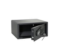 hjh OFFICE 830038 Caja fuerte de seguridad electrónica SAFE COMPACT I 25,5 L, Acero, con teclado y cerradura para llave, 20x42x37cm, Negro